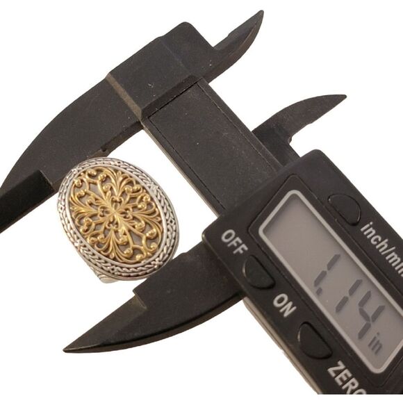 Konstantino 18k Gold & Sterling Filigree Oval Statement Ring - Picture 10 of 11